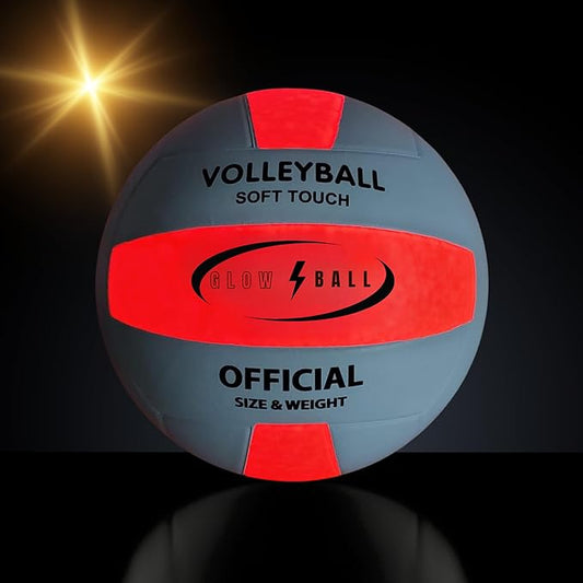 LED Light-Up Volleyball, Glow in The Dark, Official Size #5 (10.35 in), Batteries Included