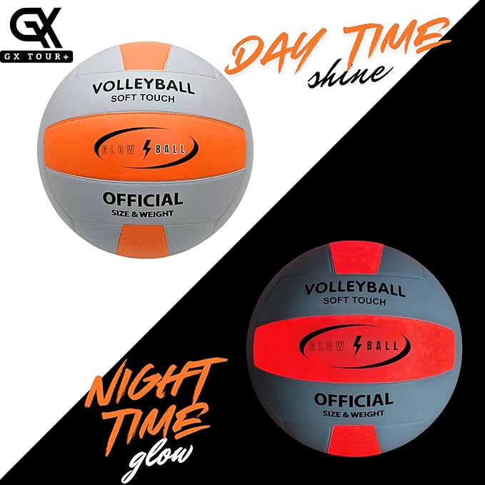 LED Light-Up Volleyball, Glow in The Dark, Official Size #5 (10.35 in), Batteries Included