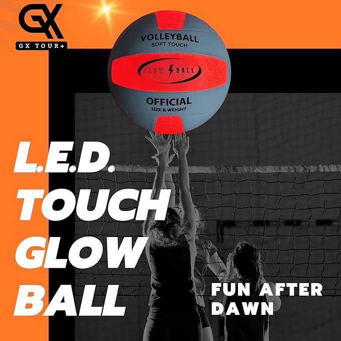 LED Light-Up Volleyball, Glow in The Dark, Official Size #5 (10.35 in), Batteries Included