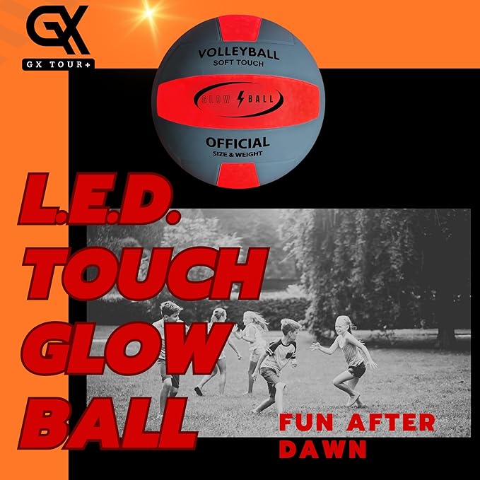 LED Light-Up Volleyball, Glow in The Dark, Official Size #5 (10.35 in), Batteries Included