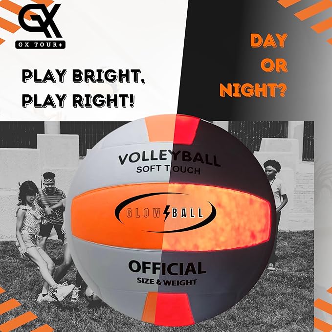 LED Light-Up Volleyball, Glow in The Dark, Official Size #5 (10.35 in), Batteries Included