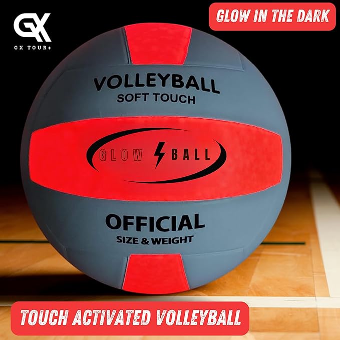 LED Light-Up Volleyball, Glow in The Dark, Official Size #5 (10.35 in), Batteries Included