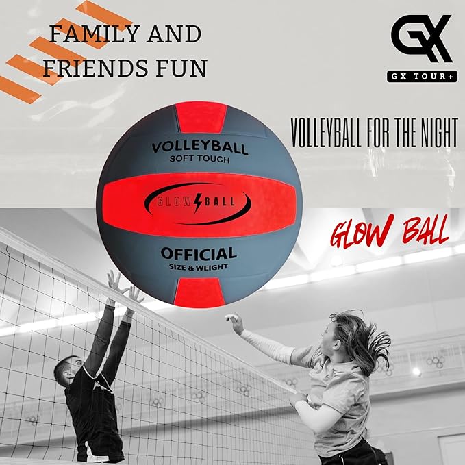 LED Light-Up Volleyball, Glow in The Dark, Official Size #5 (10.35 in), Batteries Included